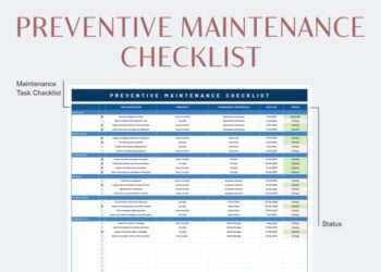 √ Free Printable Equipment Preventive Maintenance Checklist Template ...